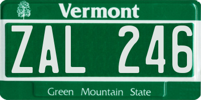 VT license plate ZAL246