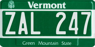 VT license plate ZAL247
