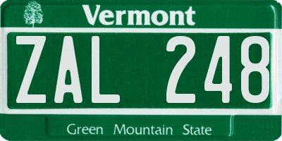 VT license plate ZAL248
