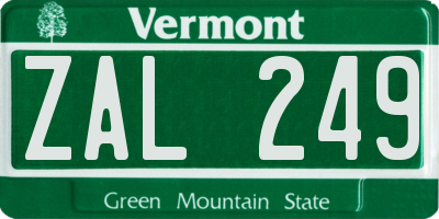 VT license plate ZAL249