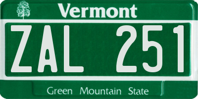 VT license plate ZAL251