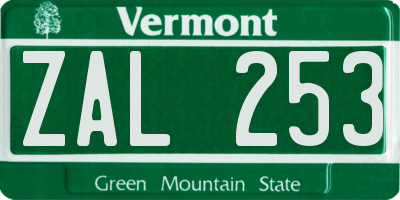 VT license plate ZAL253