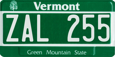 VT license plate ZAL255