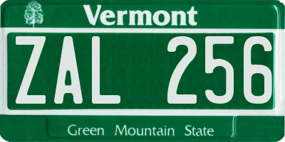 VT license plate ZAL256