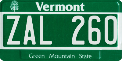 VT license plate ZAL260