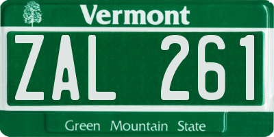 VT license plate ZAL261