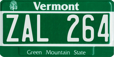 VT license plate ZAL264