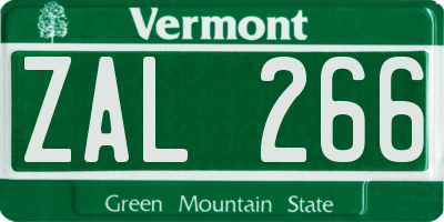 VT license plate ZAL266