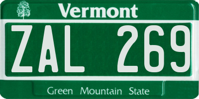 VT license plate ZAL269