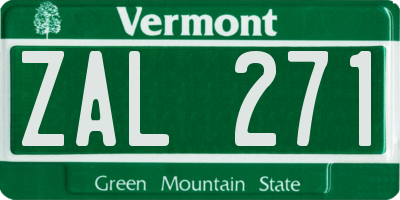 VT license plate ZAL271