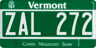 VT license plate ZAL272