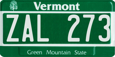 VT license plate ZAL273
