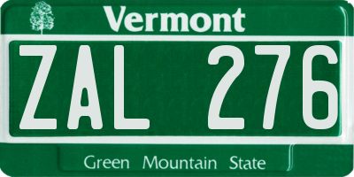 VT license plate ZAL276