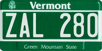 VT license plate ZAL280