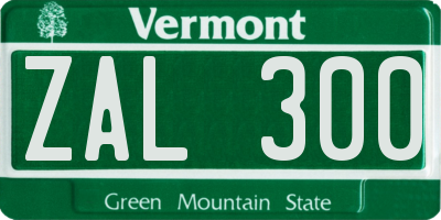 VT license plate ZAL300