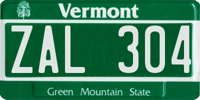 VT license plate ZAL304