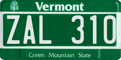 VT license plate ZAL310