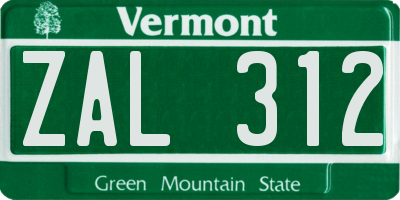VT license plate ZAL312