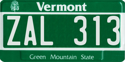 VT license plate ZAL313