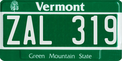 VT license plate ZAL319