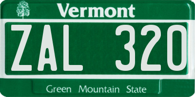 VT license plate ZAL320
