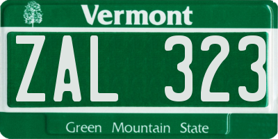 VT license plate ZAL323