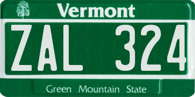 VT license plate ZAL324