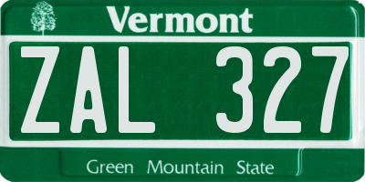 VT license plate ZAL327