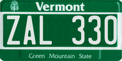 VT license plate ZAL330