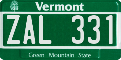 VT license plate ZAL331
