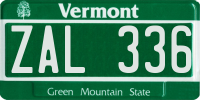VT license plate ZAL336