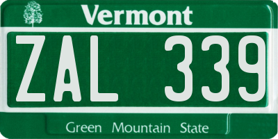 VT license plate ZAL339