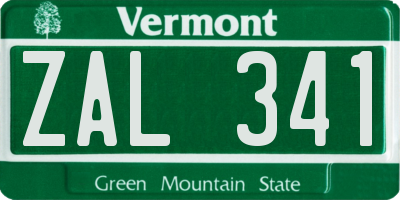 VT license plate ZAL341