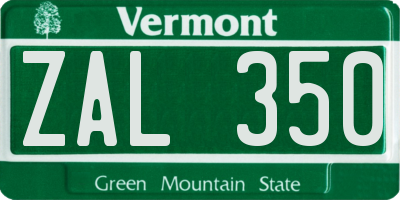 VT license plate ZAL350