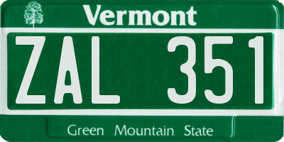 VT license plate ZAL351