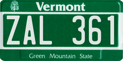 VT license plate ZAL361