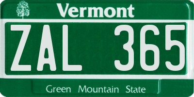 VT license plate ZAL365
