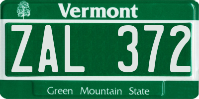 VT license plate ZAL372