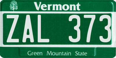VT license plate ZAL373