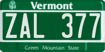 VT license plate ZAL377