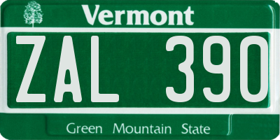 VT license plate ZAL390