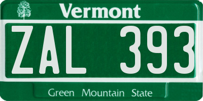 VT license plate ZAL393
