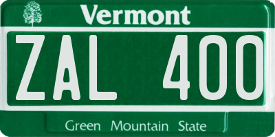 VT license plate ZAL400