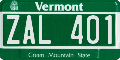 VT license plate ZAL401