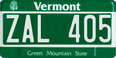 VT license plate ZAL405