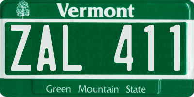 VT license plate ZAL411
