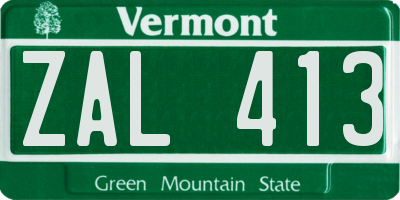 VT license plate ZAL413