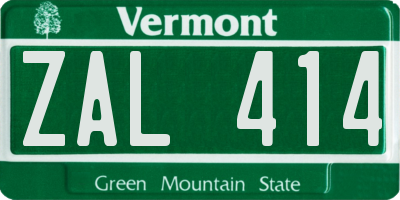 VT license plate ZAL414