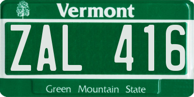 VT license plate ZAL416
