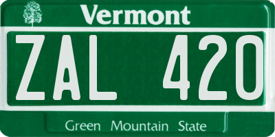 VT license plate ZAL420
